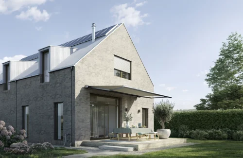 Klinkerhaus mit Terrea Kassettenmarkise
